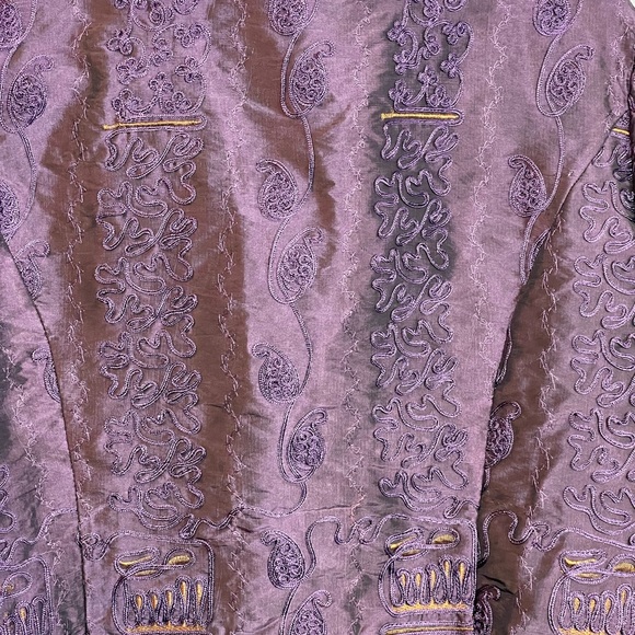 Angora Textured Purple Embroidered Rhinestone Button Blazer Size L - Picture 7 of 7